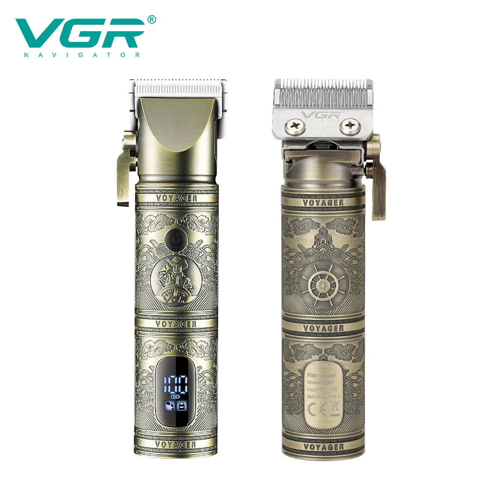 VGR V-697 электрическая машинка для стрижки волос, винтажная металлическая профессиональная машинка для личной гигиены, Парикмахерская Машинка для стрижки волос для мужчин, обновленная версия T9 LCD VGR 697