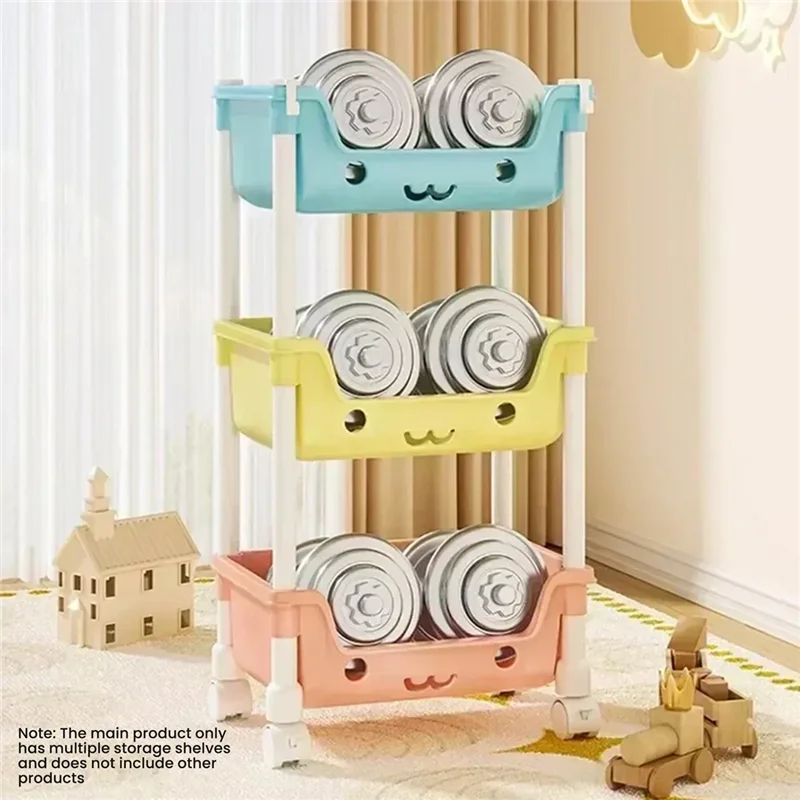 Multi-Level Floor Standing Storage Rack For Household Mobile Bookshelf, Living Room, Kitchen- Small Trolley Included