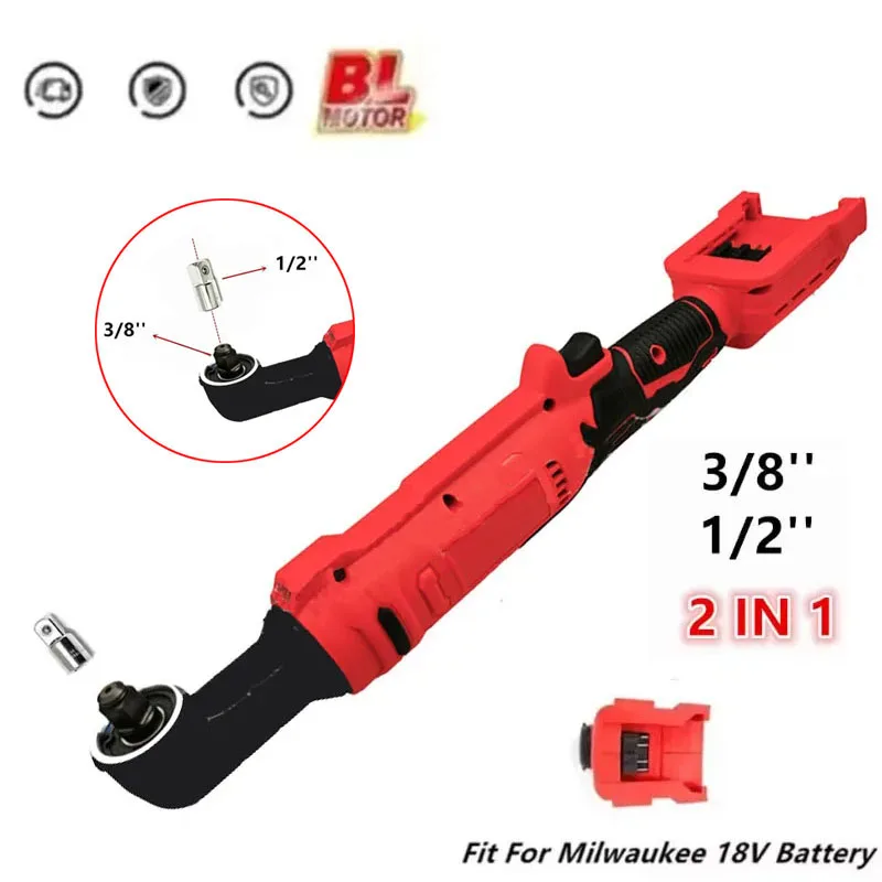 

Fit for Milwaukee 18V Battery 1200NM Brushless Electric Ratchet Wrench 3/8'' 1/2'' 2 in 1 Removal Screw Nut Driver Power Tools