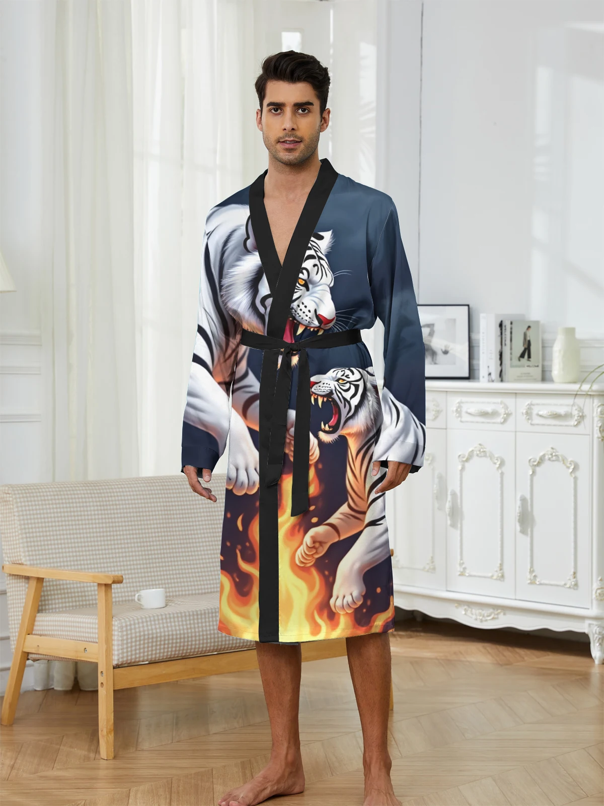 1pcs Men's Robes 2026 Spring/Summer bath robe Sleepwear Breathable dressing gown 3D Printed Men's bathrobe Sleepwear Graphic