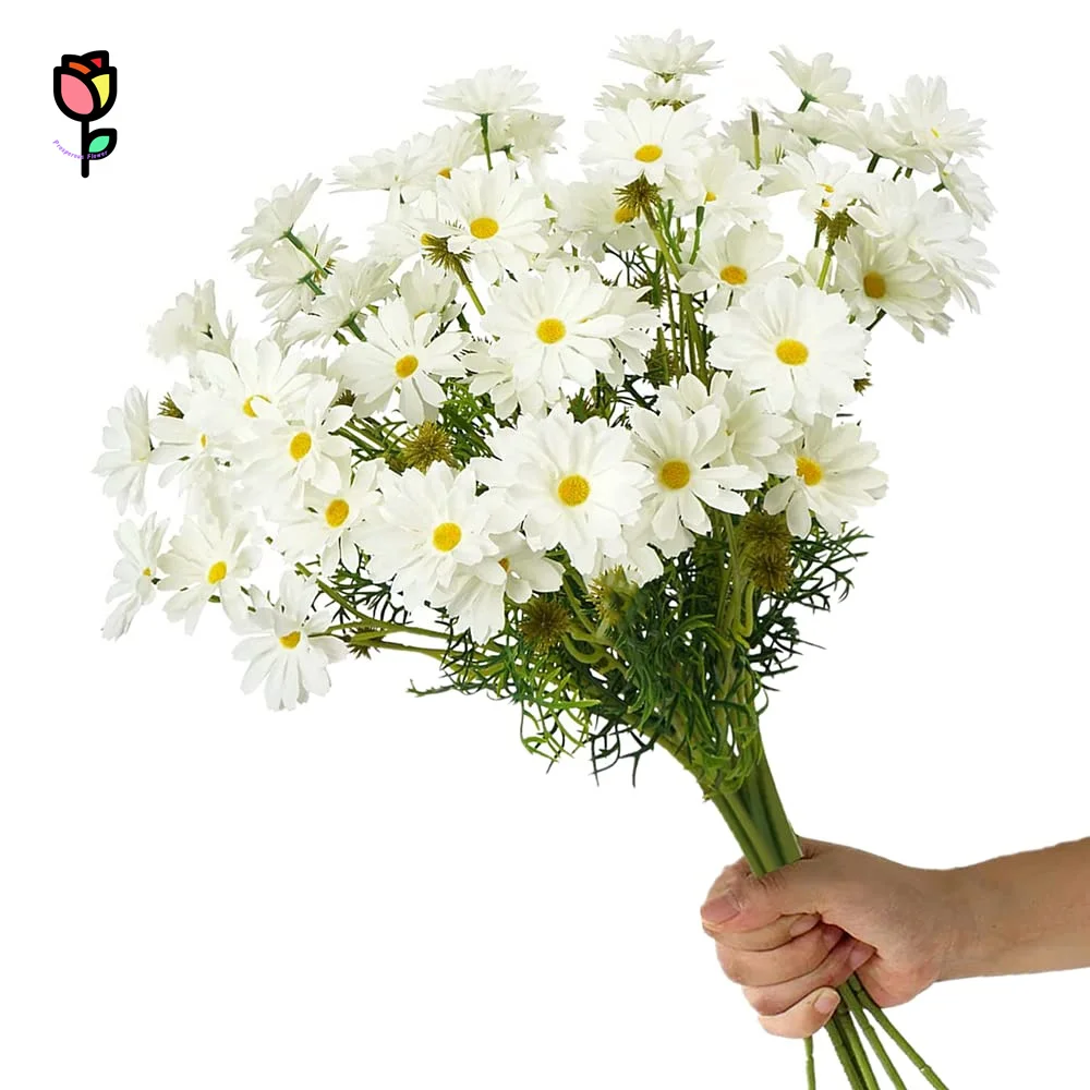 

4pcs Multi-head Artificial White Daisy Flower Bouquet DIY Hoom Party Wedding Decoration DIY Room Bridal Silk Plastics Flowers