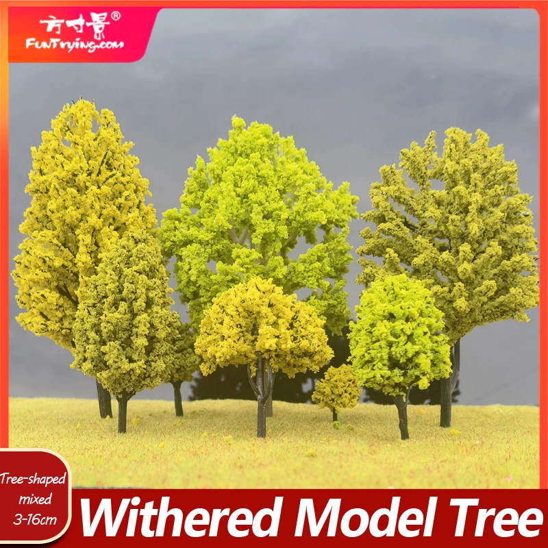 100PCS Miniature Simulation Model Tree Withered Yellow Treepowder Diorama Autumn Tree Model Field Landscape Train Railway Layout