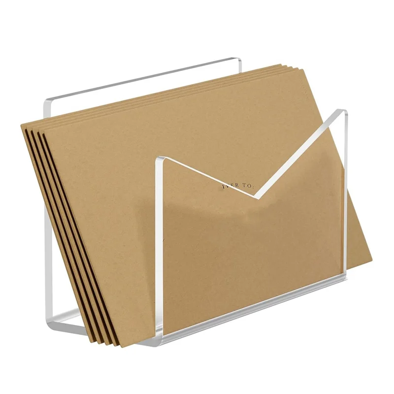 Acrylic Mail Holder Mail Organizer Countertop,Letter Holder For Desk Envelope Holder Mail Sorter Stand For Home Office Durable