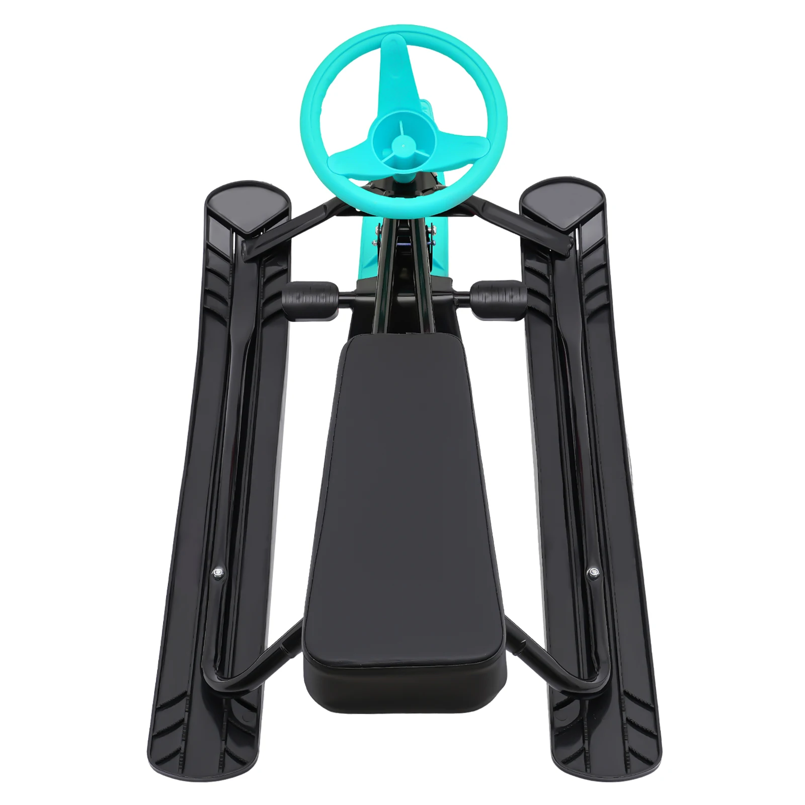Heavy Duty Snow Racer Sled for Kids, Ski Sled Slider Board W/ Steering Wheel Twin Brakes
