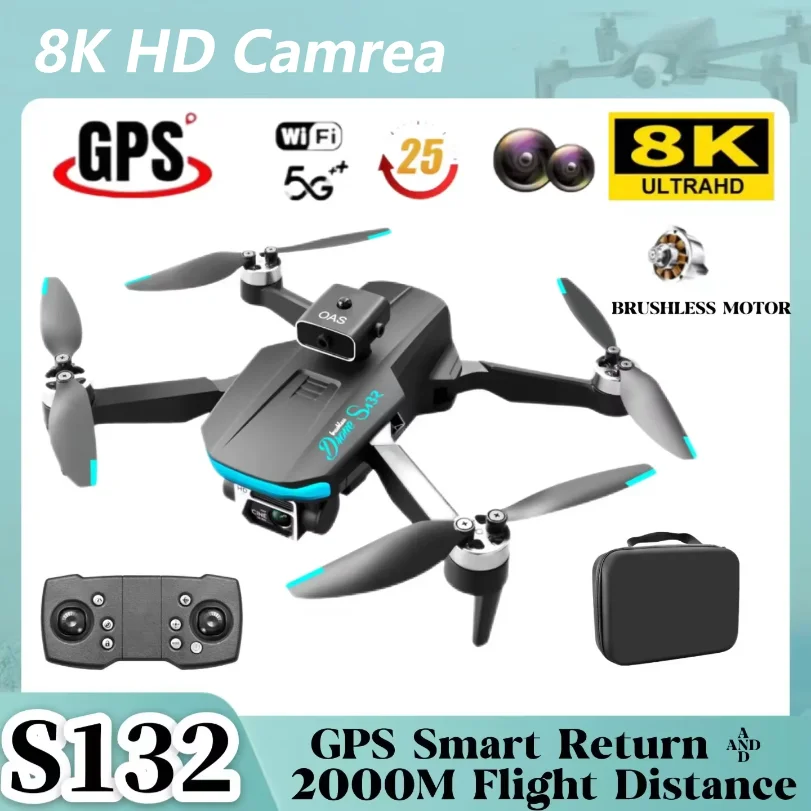 

New S132 Mini Drone GPS 8K Professional Camera 5G WIFI FPV 360 Obstacle Avoidance Photography Brushless Motor Quadcopter RC Dron