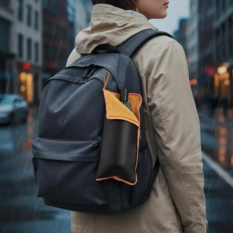 Strong Water Absorption Microfiber Umbrella Carry Bag Portable Folding Umbrella Storage Holder for Rainy Day Commute Use