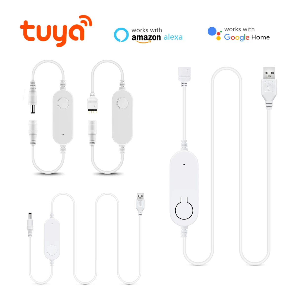 Kontroler taśm LED RGB, inteligentny dom 5V USB/12V 4PIN/DC kontroler Led, przełącznik Tuya Wifi ściemniacz do taśmy neonowej LED 2835 5050 COB