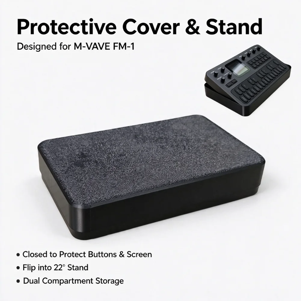 Flip Case Stand for M-VAVE FM-1 Dual Compartment Cable Storage, Wearproof Protective Shell for Screen Protective Cover Stand