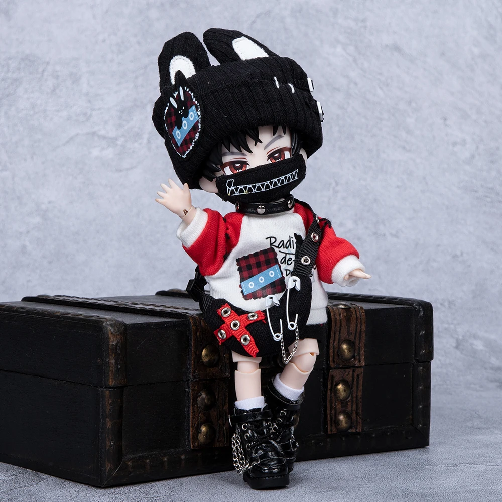 ชุดกระต่ายสไตล์ดาร์คสำหรับตุ๊กตา Ob11, Molly, Obitsu 11, 1/12 Bjd