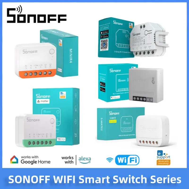 SONOFF WIFI Smart Switch MINIR4/R4M/MINIR2/DUAL R3/S-MATE2 Wireless Controller Universal Breaker For EWELINK Alexa Google Home