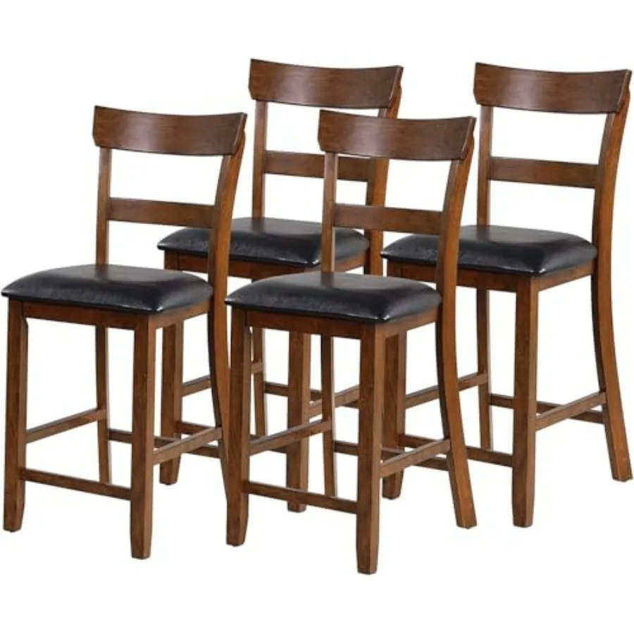 

Counter Height Bar Stools, Farmhouse 25.5" Wood High Dining Chairs, Counter Stools with Back for Kitchen Restaurant Bar, Rubber