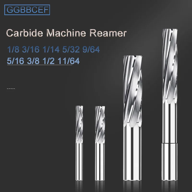 Machine Reamer Spiral Flute Solid Carbide Metal Cutter CNC for Metal Stainless Steel Aluminum Tool 1/8 3/16 1/14 5/16 3/8 1/2