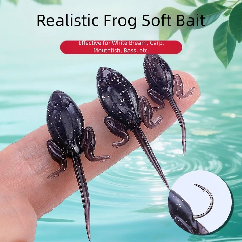 10 pièces têtard biomimétique leurre souple 2.6/3.9 cm leurre en Silicone avec crochet prêt à l'emploi pour la pêche au bar pièces de leurre flottant en surface