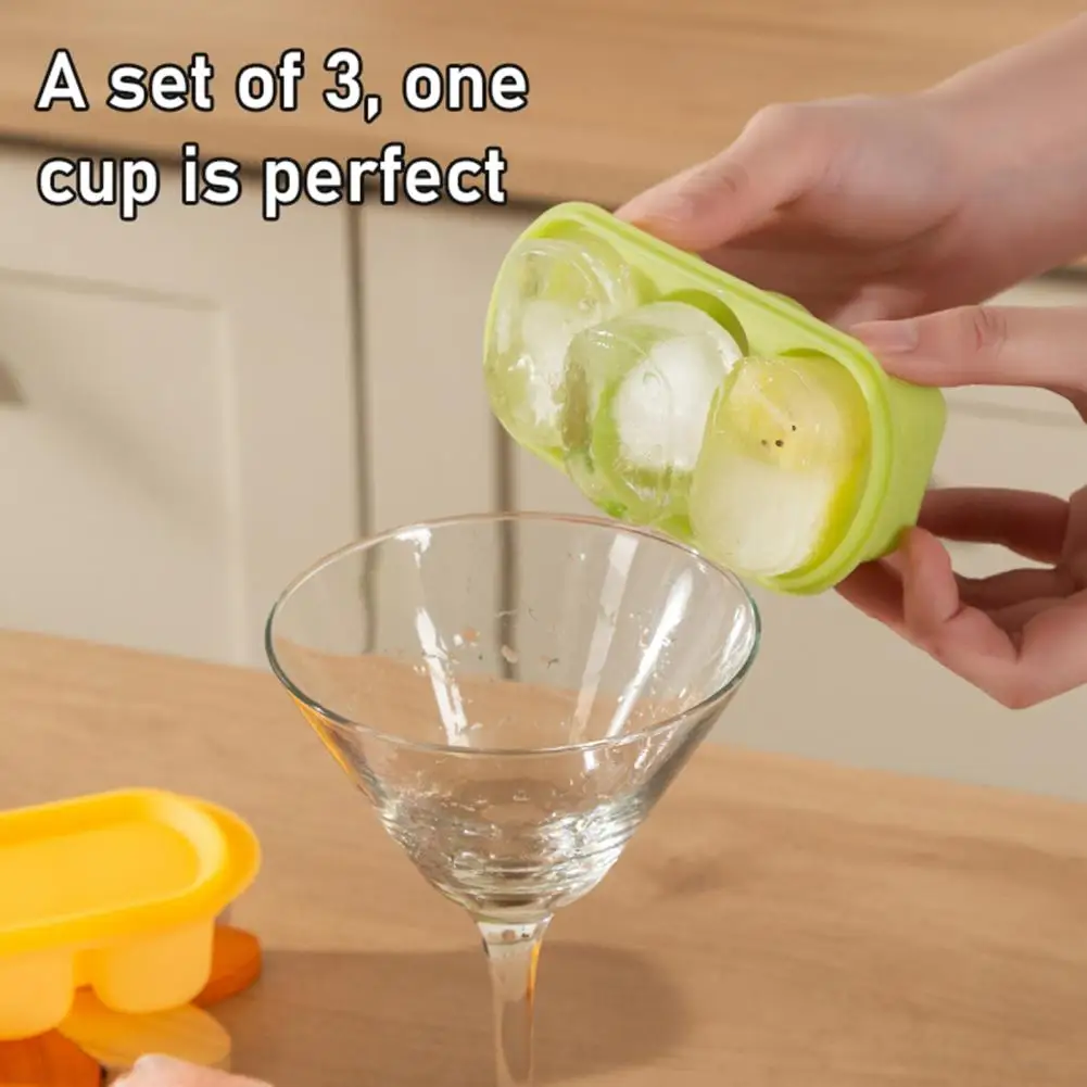 Ice Cube Mold Reusable Ice Cube Mold Silicone Ice Cube Tray Set Three Compartment Twist Release Mold -free Food Grade for Easy