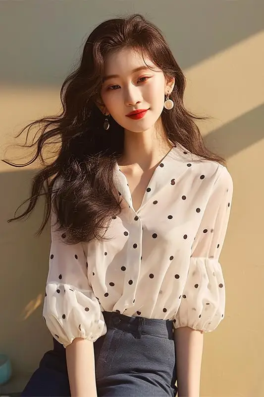 

2024 Summer Fashion French Fashionable and Fashionable Thin High end Short sleeved Top, Unique White Chiffon Shirt for Women