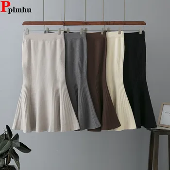 RILGOU Kawaii Ropa Gótica Estilo Casual Una Línea De Cintura Elástica Lindo Lazos Decoración Encaje Ribete Plisado Falda Corta, Negro