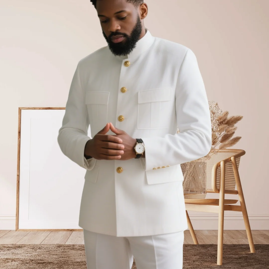 

Классические белые свадебные мужские костюмы, костюм homme mariage, комплект из двух предметов, куртка, брюки, костюм высокого качества, платье жениха