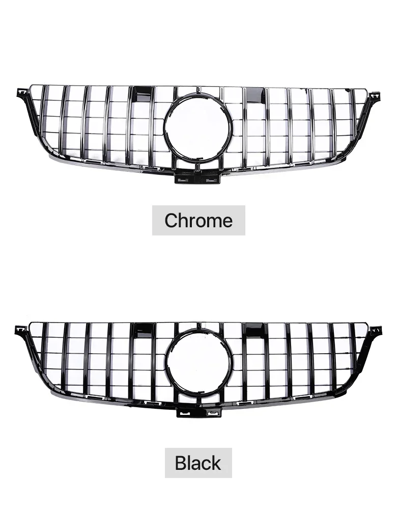 Front Bumper GT Diamond Style Grille Racing Grill Cover Black Silver Exterior Parts For Mercedes Benz ML W166  2012 2013 2014