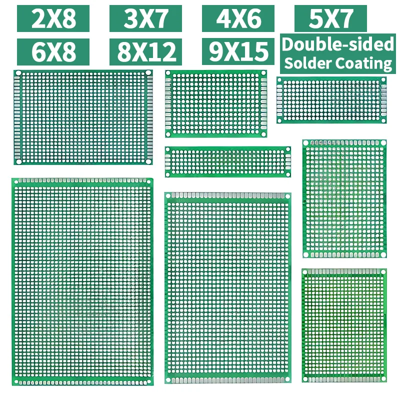 Prototipo de circuito impreso Universal para Arduino, placa PCB de doble cara, 2x8cm, 7x9, 6x8, 5x7, 4x6, 3x7, Diy, 4x6, 6x8, 5x7 3x7cm