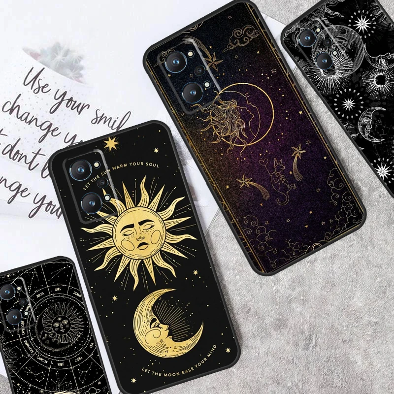 Crescent Moon Sun For Realme GT Neo5 GT3 GT5 9 10 11 12 Pro Plus C25s C21Y C30 C33 C35 C51 C53 C55 C31 Case