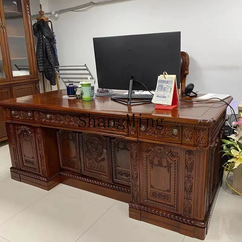 CL all solid wood boss desk office luxury presidential desk study desk engraving