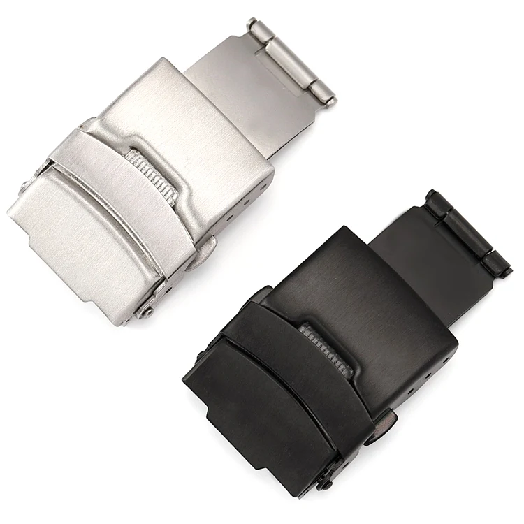 High quality 16mm 18mm 20mm 22mm Fold Safety Clasp buckle for silicone rubber strap Deployment Stainless Steel WatchBand Buckle