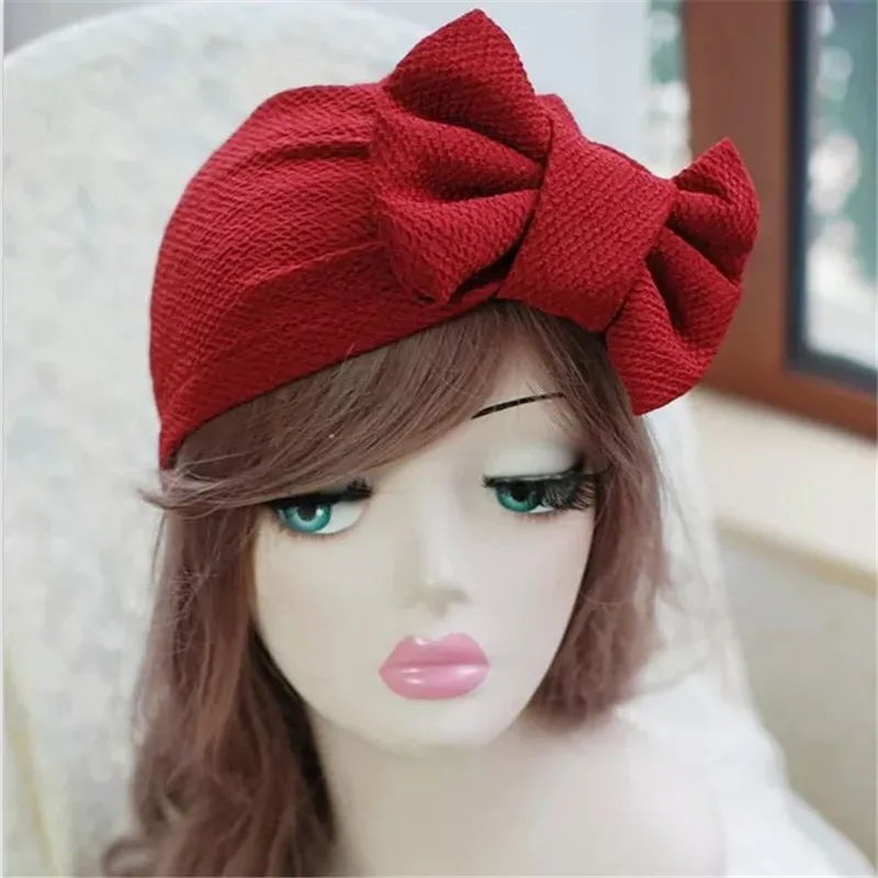 New, pineapple flower movable bow, removable dual-use, Muslim headscarf hat, Indian headband hat.