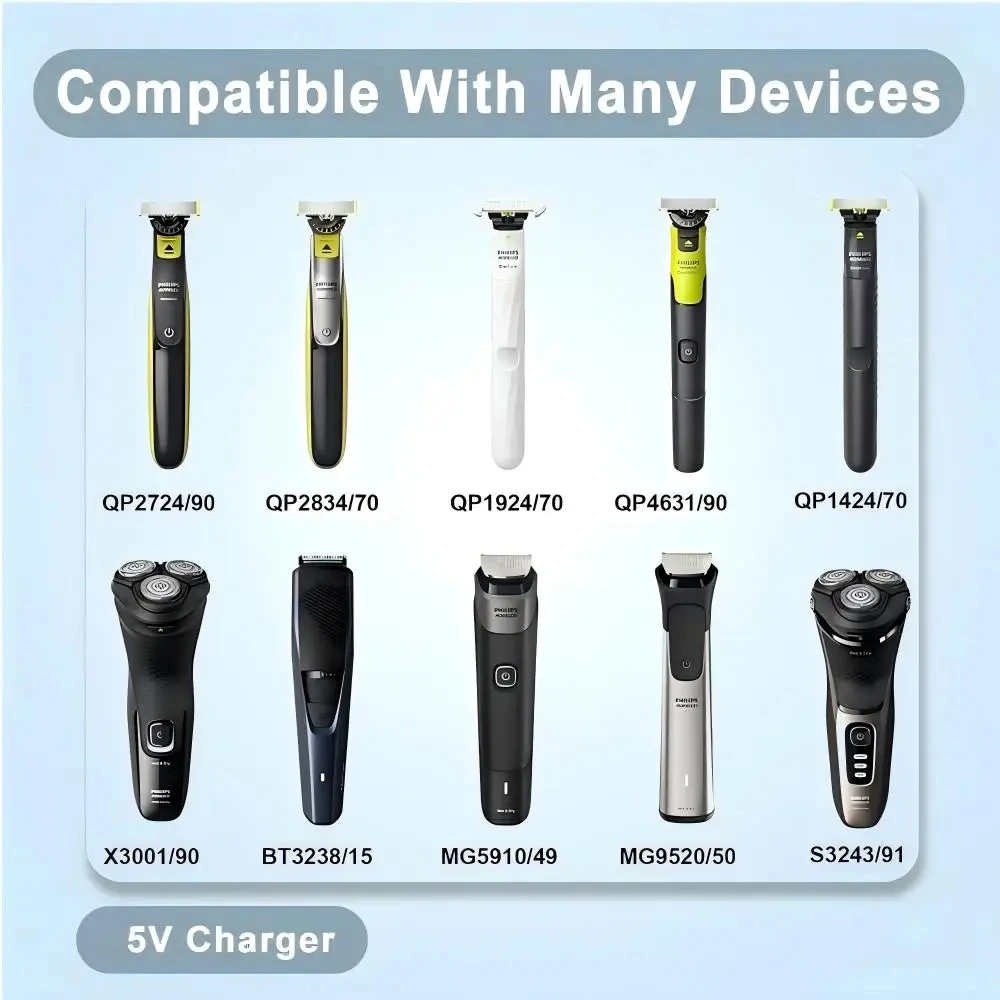 5V Type-C Shaver Adapter Charger Converter for  OneBlade QP2724 QP2834 QP1424 QP1924 QP4631 Beard Trimmer