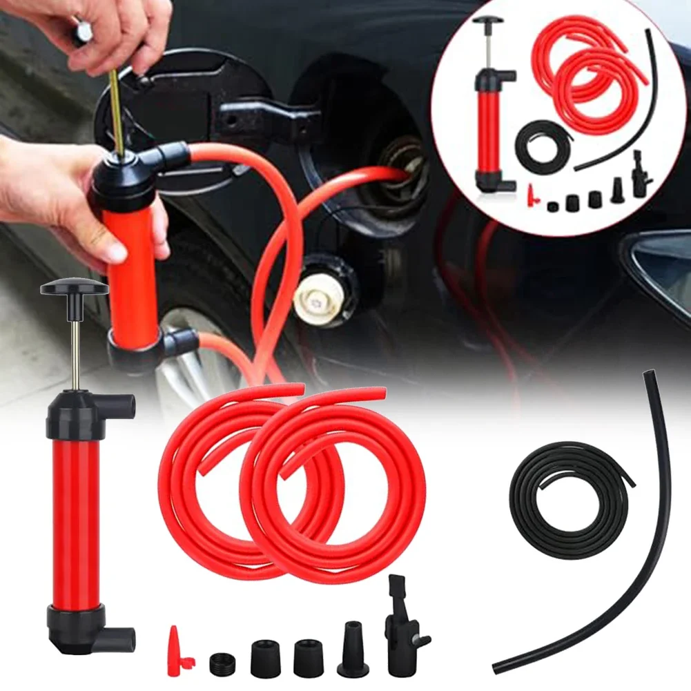 Car Oil Pump Portable Siphon Pump Car Manual Fuel Gas Transfer Oil Hand Air Kits Suction Pump Hand Pump Engines Accessories