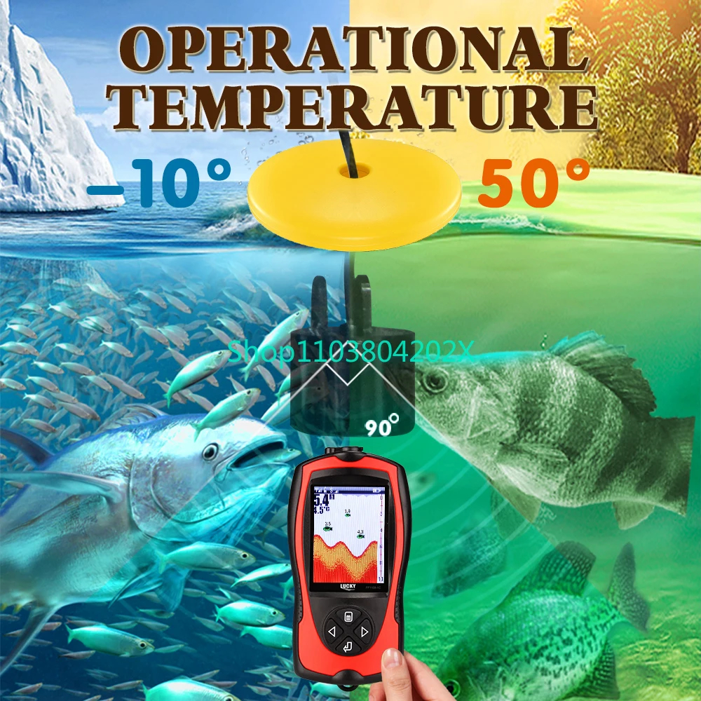 FF1108-1CT Portable Fish Finder 100M/300FT Depth Fish Alarm Wired  Detector Waterproof echo sounder sonar