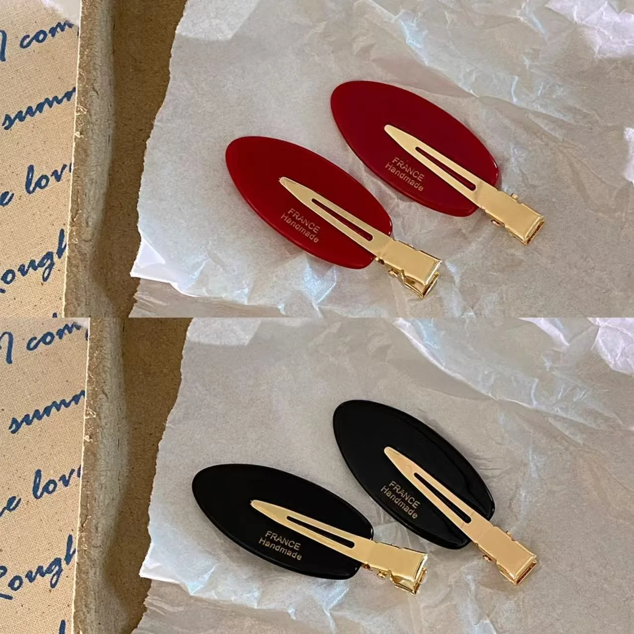 Acetate Oval Seamless Edge Hair Clips Gold Label Hairpin Girl Makeup Bangs Duck Bill Clip Headgear Hair Accessories for Women