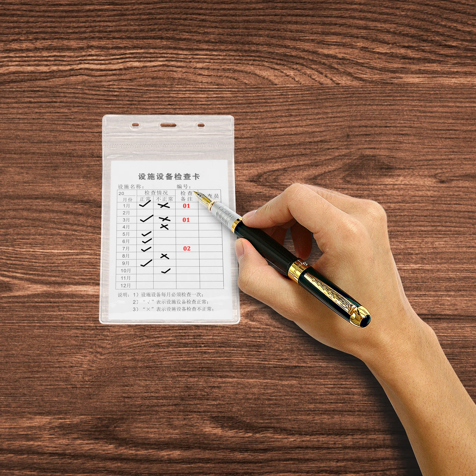 Equipment Inspection Card Record Labels Simple Design Waterproof Sleeve Cable Tie Safety Maintenance Tag