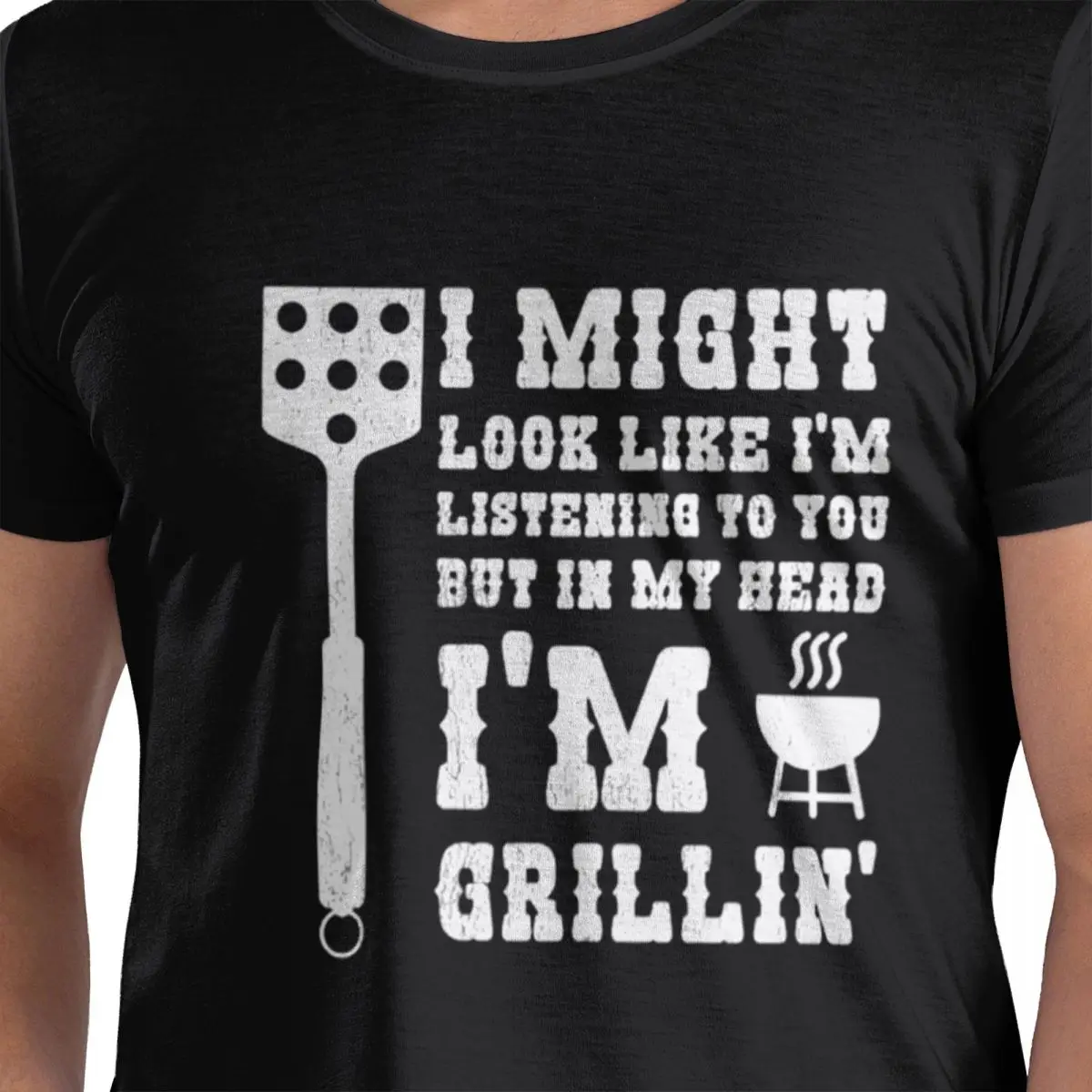 In My Head I'm Grilling Men T-Shirt Fashion Oversized T Shirts Men's O-Neck Cotton Tees Short Summer Male