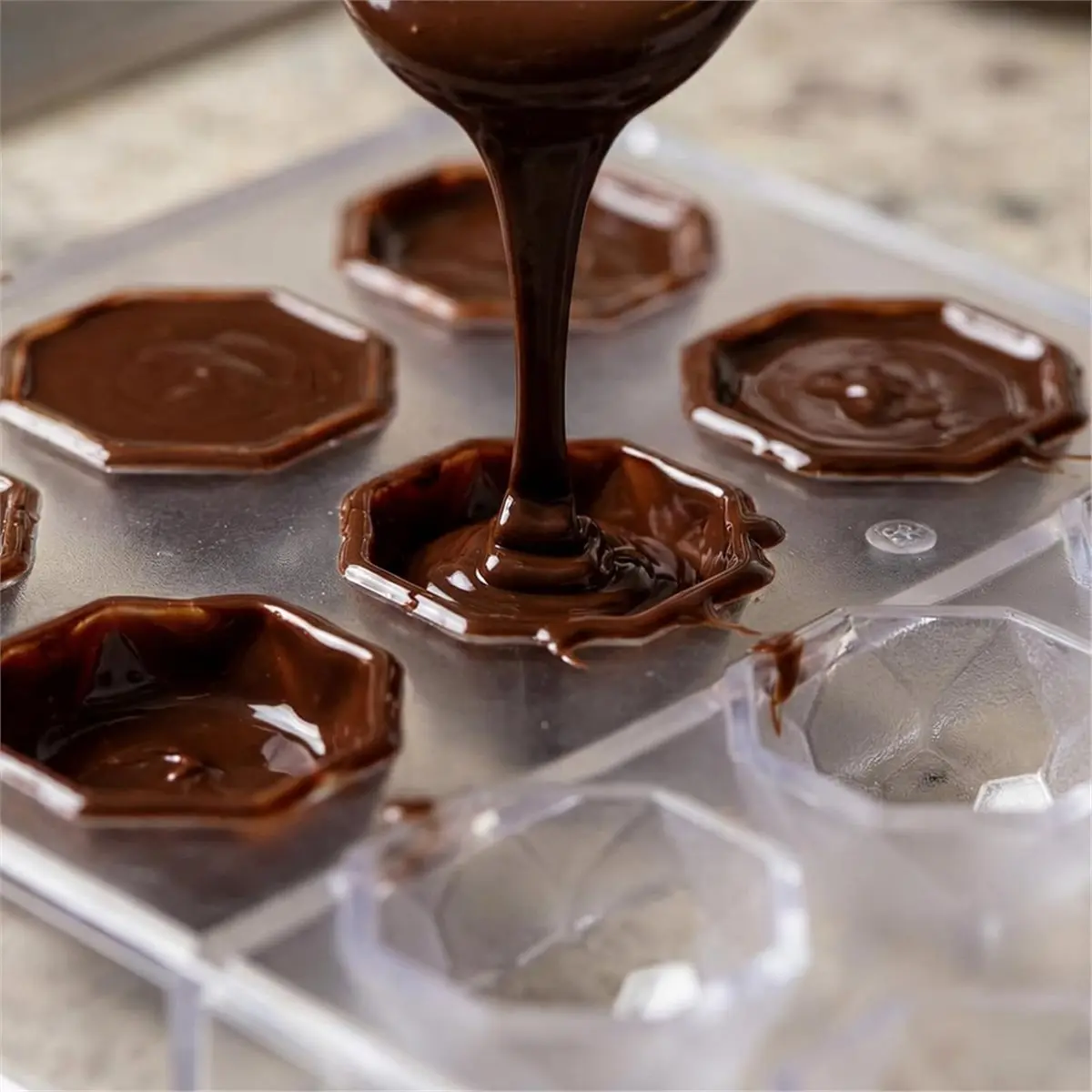 5 Pack Polycarbonate Chocolate Mold Set, 105 Cavities Candy Making Molds, Cookie Tray for Semi-Circle, Daisy