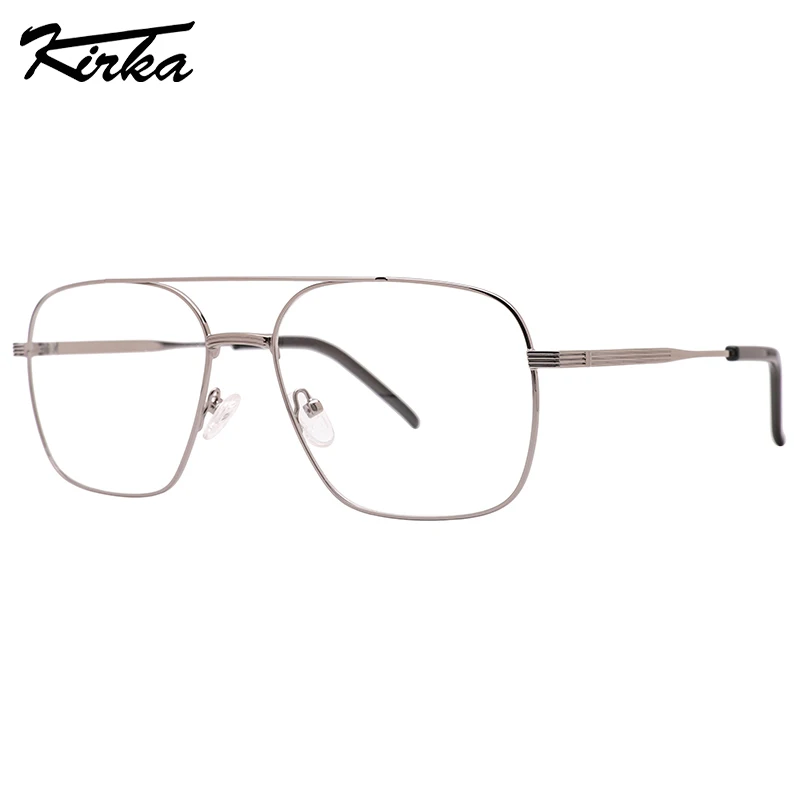 Kirka Male Eyewear Square Double Bridge Shine Colors Metal Frames Prescription Man Glasses Ultralight Optical Glasses MM1038