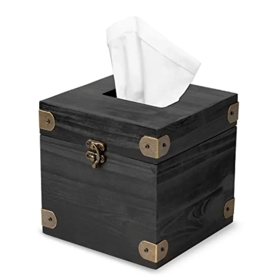 

5 6 Rustic Tissue Bo Holder - Hinged Lid Tissue Dispenser for Bathroom Living Room Bedroom - Weathered