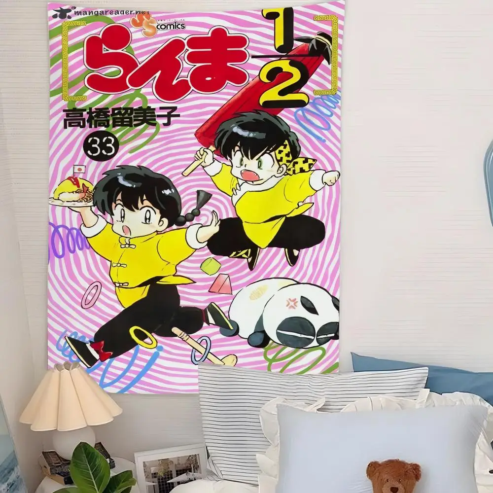 Anime R-Ranma 12 Tapestry Microfiber Background Art Decor For Bedroom Living Room Bar Garden Outdoor Festival Wall Decor