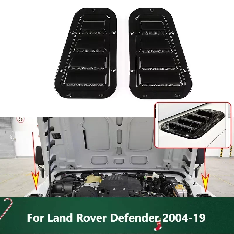 Car Steel Air Intake Scoop Air Outlet Snow Cover Front Engine Hood Ventilation Cover Accessories For Land Rover Defender 2004-19