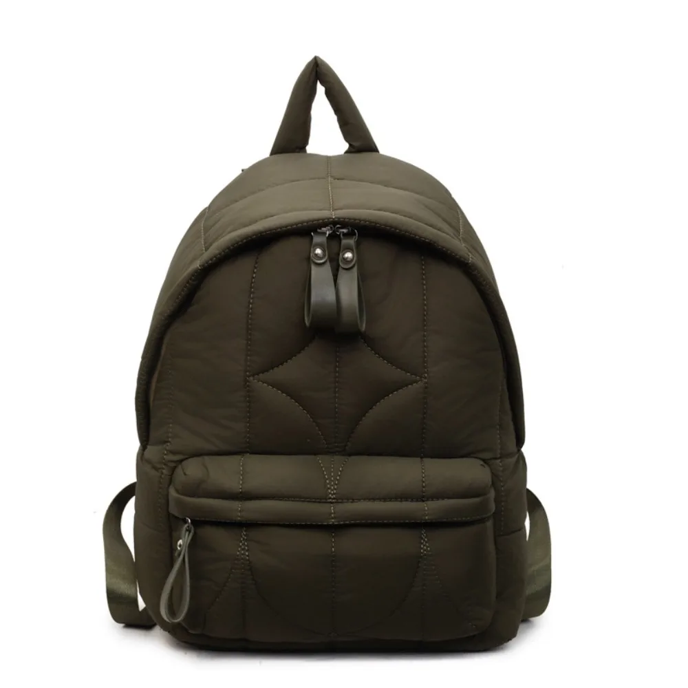 

Solid Color Padded Coat Backpack Cloud Nylon Space Cotton Shoulder Bag Large Capacity Pleated Student Schoolbag Outdoor