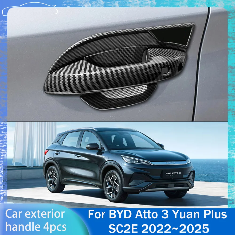 

Для BYD Atto 3 Yuan Plus 2022 ~ 2025 2023 2024 RHD внешняя дверная ручка автомобиля защитный чехол против царапин декоративные аксессуары