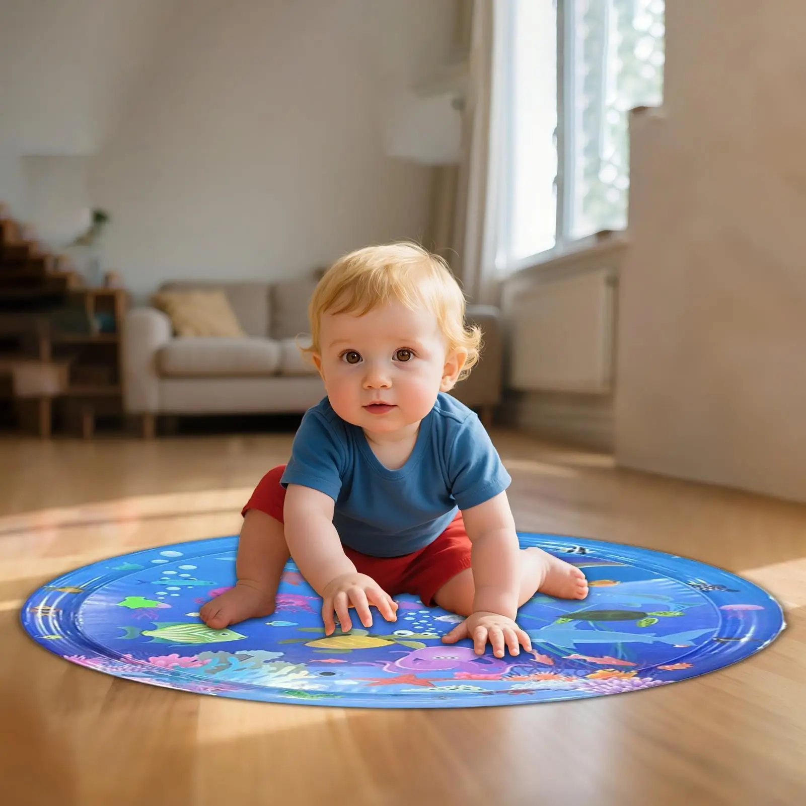 Water Mat for Babies Pet Cooling Pad Interactive Foldable Washable Cooling Mat for Outdoor Indoor Water Play Puppy Cat Pet