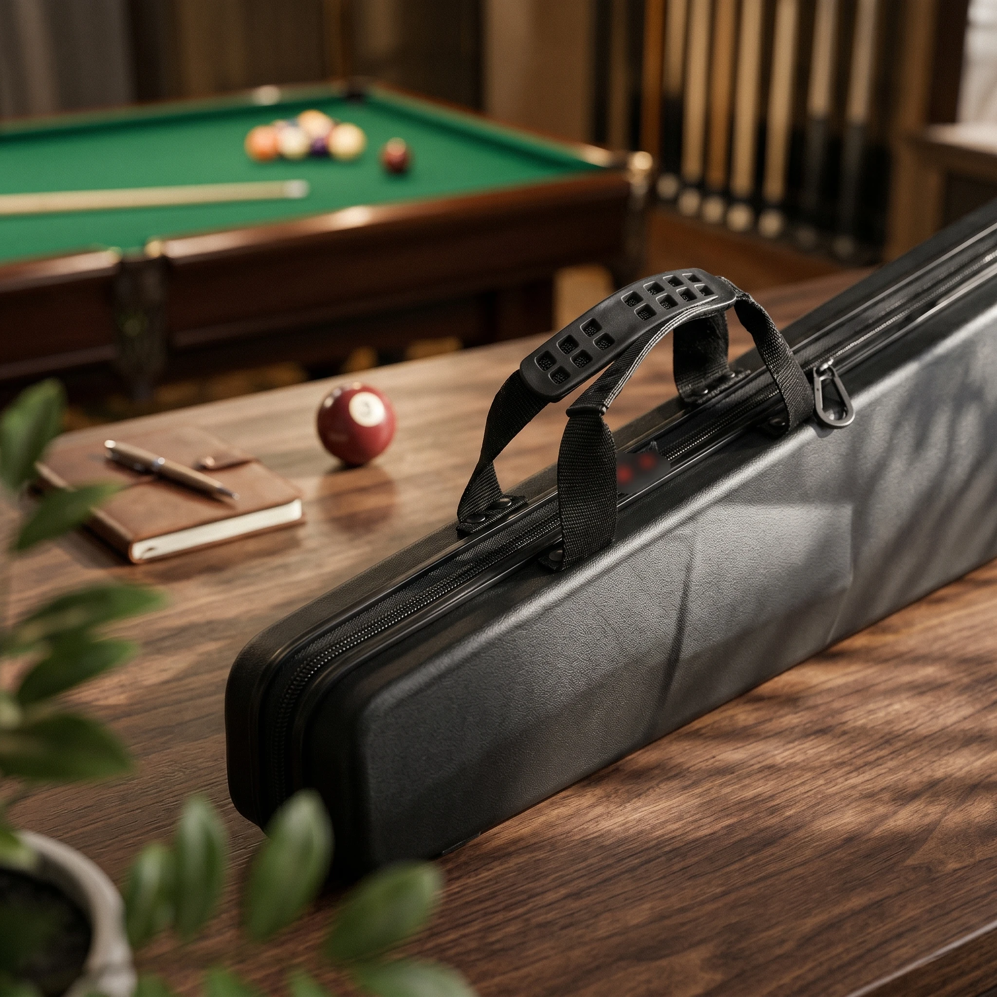 Hard Shell Cue Case Sports Storage Case with Top Carry Handle Smooth Exterior for Safe Transport of Billiard Gear
