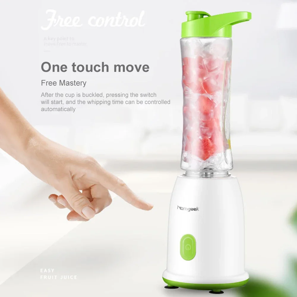 Homgeek 400W Portable Electric Blender - Tritan Material Cup - Juicer - 600ml - Voltage - Fruit and Vegetable Blender