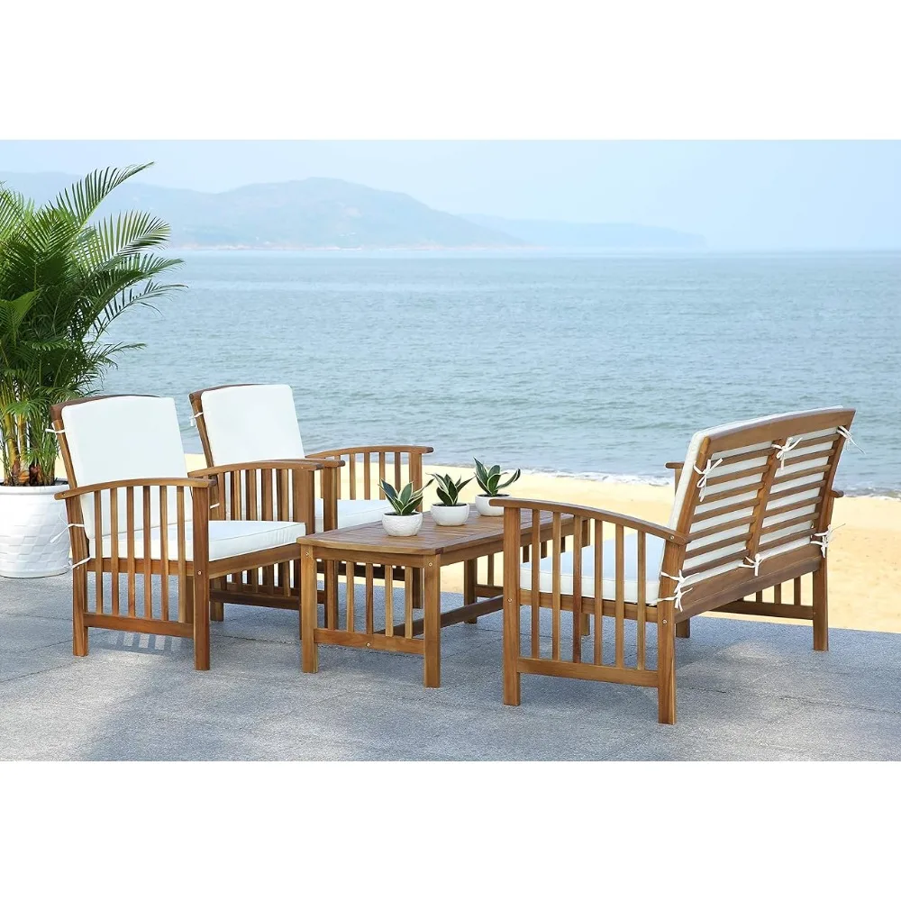 

Outdoor Collection Rocklin Natural/ Beige 4-Piece Conversation Patio Set With Cushions Freight Free Balcony Chair and Table Set