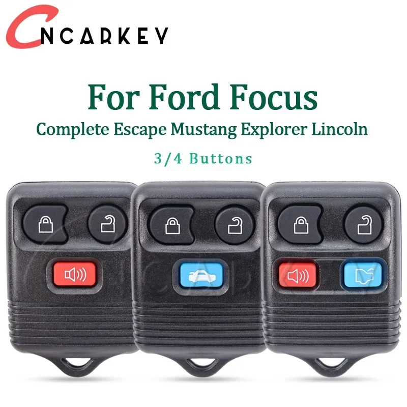 For Ford Focus Complete Escape Mustang Explorer Lincoln 3/4 Buttons Replacement Keyless Entry Remote Control Car Key Case Shell