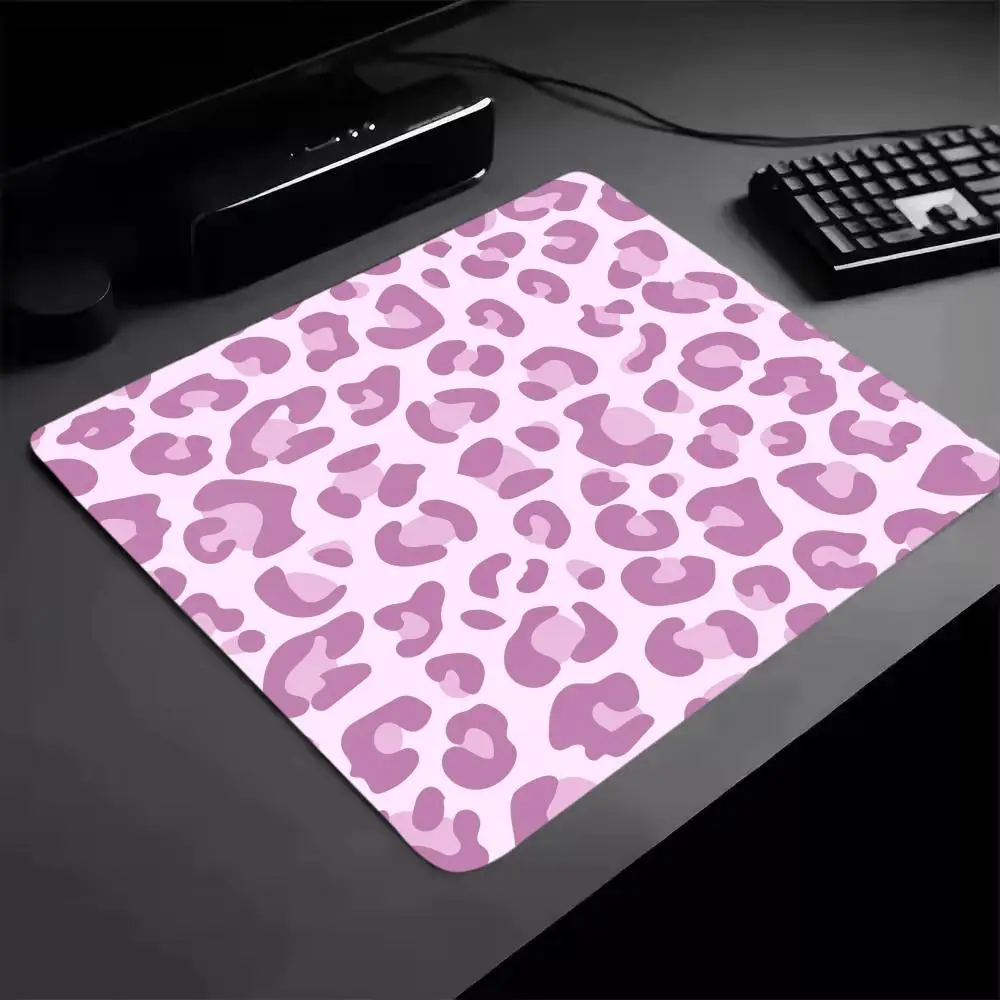 Pink Leopard Print Mouse Pad 45x40 Square Game Office Rubber Anti-slip Mousepad PC Gaming Computer Accessories Keyboard Desk Mat