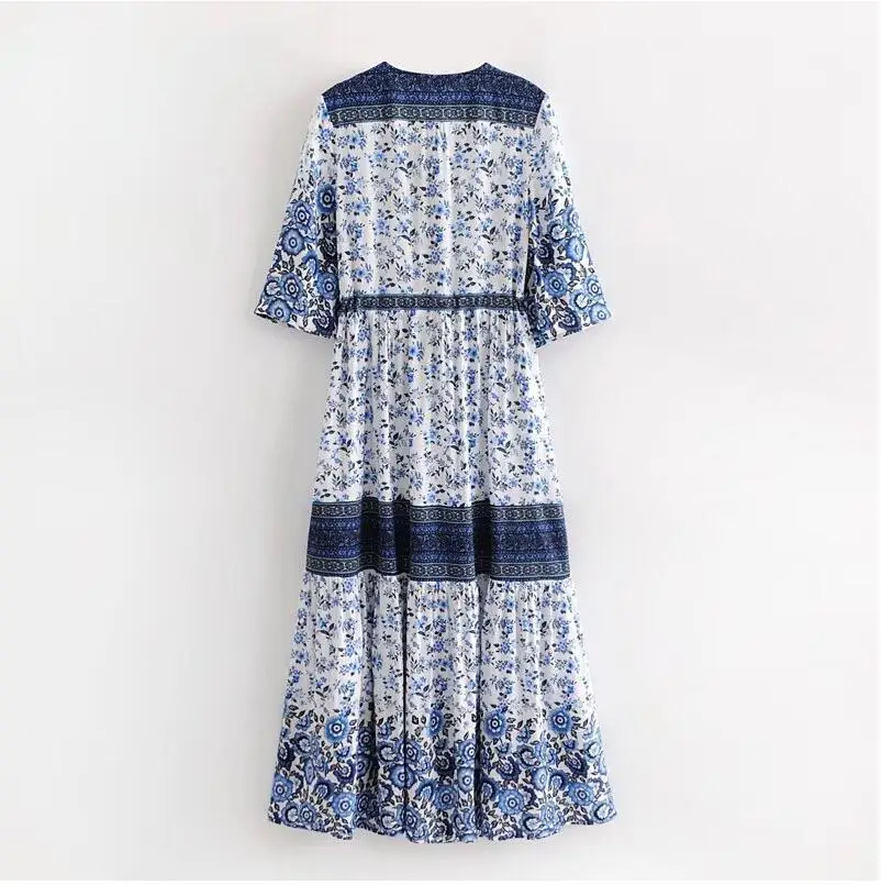 パッチワーク サマー ロング ドクターシングルボタン カーディガン ヴィンテージ ドクター風 トレンド ビッグスイング オルト スヴェ フローラル ストリート スレ エ...