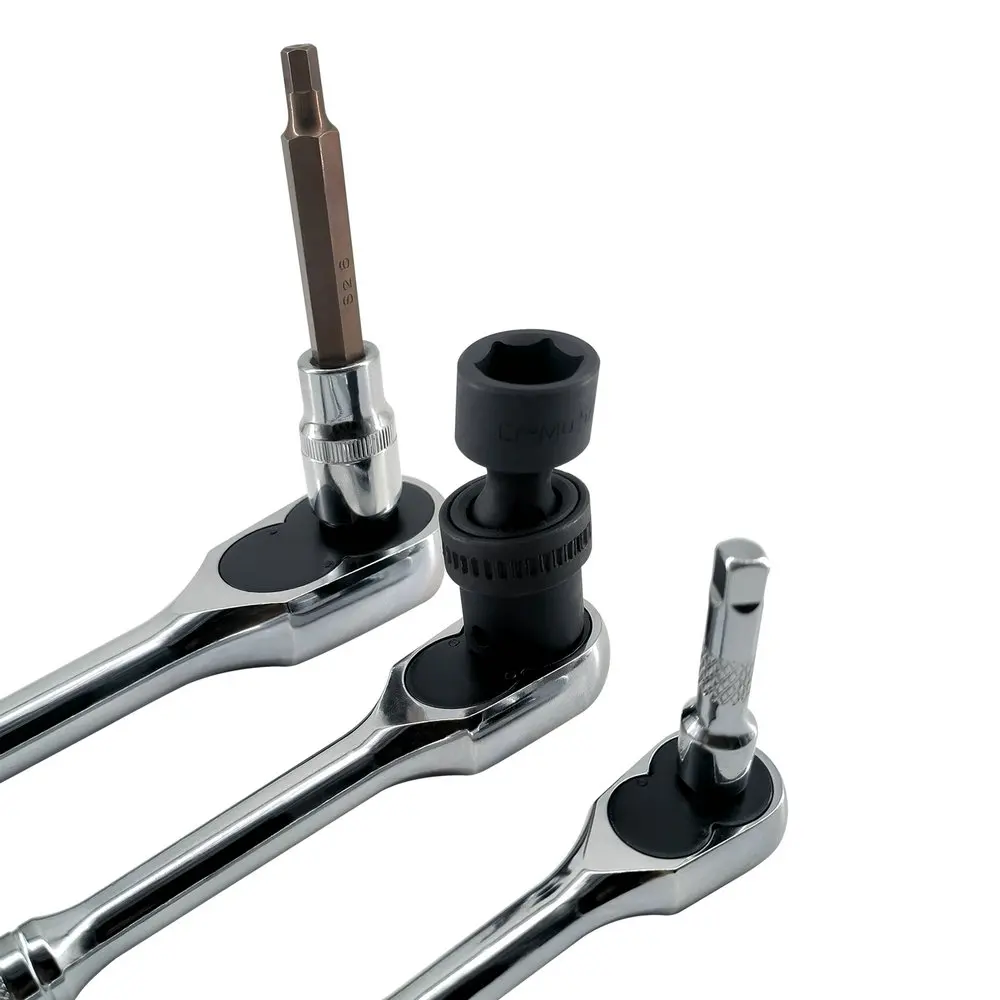 3 Pcs 72 Teeth Ratchet Handle Quick Release Narrow Place Using 1/4β 3/8β and 1/2β Drive