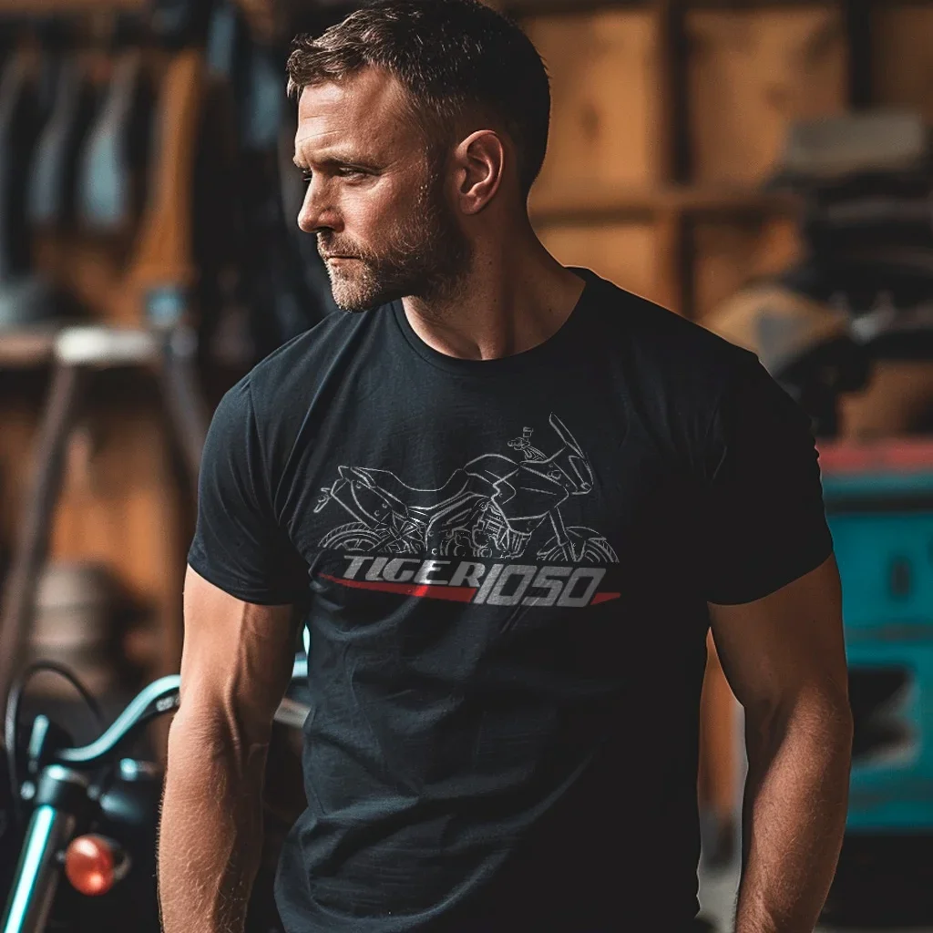2009-2021 Models British Tiger Sport 1050 Motorcycle T-Shirt 100% Cotton O-Neck Short Sleeve Casual Mens Tee Rider Streetwear