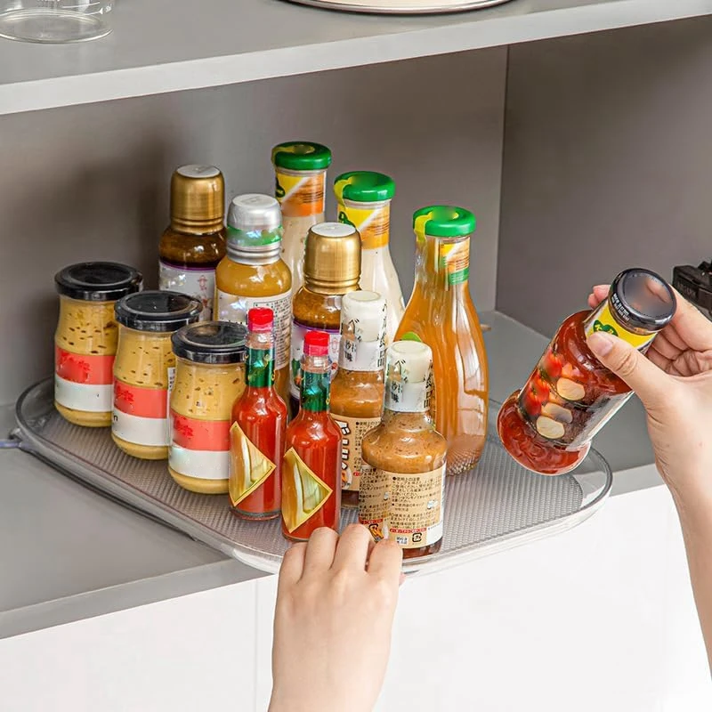 

1 PCS Condiment Storage Rack Household Rotating Storage Rack Transparent Condiment Square Can Turn The Refrigerator Turntable